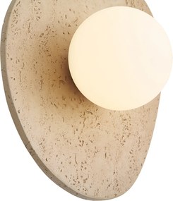 Candeeiro de Parede Japandi Pedra Natural Orgânico com Vidro Opalino - Josie