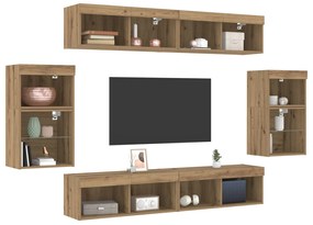 Unidades de TV com 8 peças, LED e Madeira Engenharia Carvalho Artesana