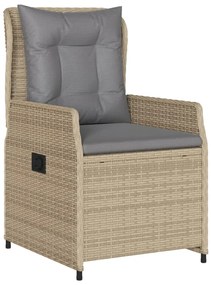 3 pcs conjunto de jantar p/ jardim com almofadões vime PE bege