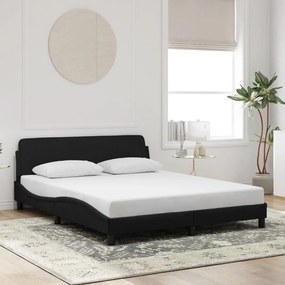 Estrutura de cama sem colchão 160x200 cm veludo preto