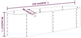 Canteiro elevado jardim 152x40x36 aço revestido a pó antracite
