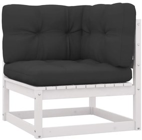 10 pcs conj. lounge de jardim c/ almofadões pinho maciço branco