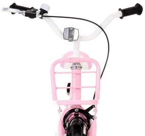 Bicicleta criança c/ plataforma frontal roda 14" branco/rosa