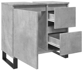 Armário lavatório WC 65x33x60cm deriv. madeira cinzento cimento