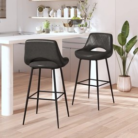 vidaXL Bancos de bar 2 pcs couro artificial cinzento