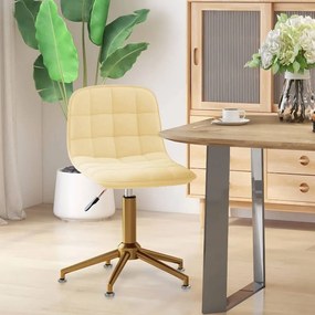 vidaXL Cadeira de jantar giratória veludo cor creme