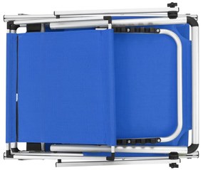 Espreguiçadeira dobrável com teto alumínio e textilene azul