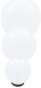 Conjunto de candeeiros esféricos LED 3 pcs 20/30/40 cm PMMA