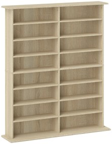 HOMCOM Armazenamento de CD e DVD com 16 Compartimentos e 12 Prateleiras Ajustáveis Capacidade Máxima 720 CD/396 DVD e Blu Ray Natural | Aosom Portugal