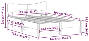 Cama sem colchão 135x190 cm madeira de pinho maciça branco