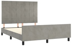 Estrutura de cama sem colchão 140x190 cm veludo cinzento-claro
