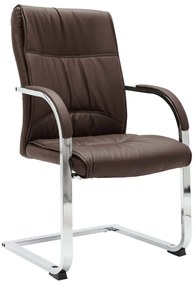 Cadeira de escritório cantilever em couro artificial castanho
