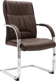 vidaXL Cadeira de escritório cantilever em couro artificial castanho