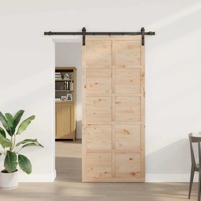 vidaXL Porta Deslizante Castanho 80 x 208 cm Madeira de pinho maciça