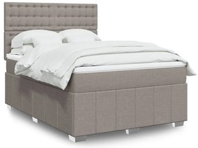 vidaXL Cama com molas/colchão 160x200 cm tecido castanho-acinzentado
