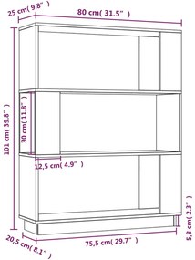 Estante/divisória 80x25x101 cm pinho maciço branco