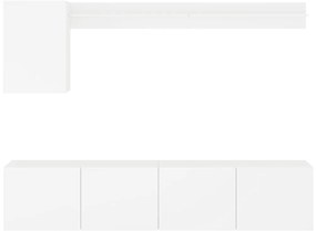 5 pcs móveis de parede p/ TV derivados de madeira branco