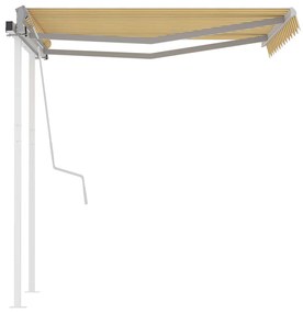 Toldo retrátil manual com postes 3x2,5 m amarelo e branco