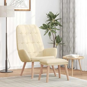 vidaXL Cadeira de descanso com banco p/ pés tecido cor creme