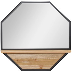 HOMCOM Espelho Decorativo de Parede 61x61cm Espelho Octógono com Prateleira de Armazenamento para Sala de Estar Entrada Preto