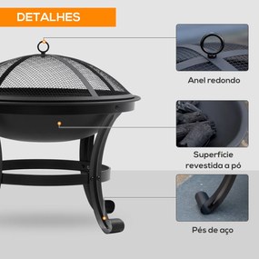 Braseiro de Exterior Braseiro para Jardim de Aço com Tampa Protetora e
