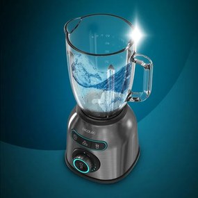 Liquidificador Power Black Titanium 2200MAX Smooth Blender com acabamentos em aço inoxidável, potência máxima de 2200 W, lâmina revestida em titânio p