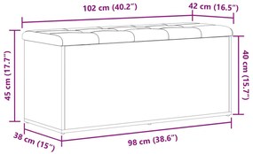 Banco de Armazenamento vidaXL Carvalho Preto 100x40x45 cm Madeira Reco