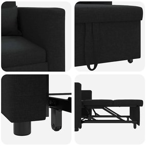 Sofá-Cama Convertible 3 em 1 Preto
