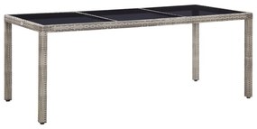 vidaXL Mesa de jardim 190x90x75 cm vime PE cinzento