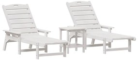 Conjunto de Lounge de Jardim com 3 Peças Branco HDPE