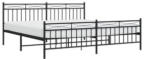 Estrutura de cama com cabeceira e pés 193x203 cm metal preto