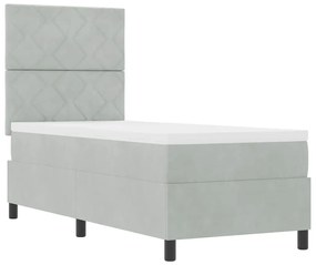 Cama Box Spring vidaXL com Colchão Cinza Claro 80x200 cm Veludo