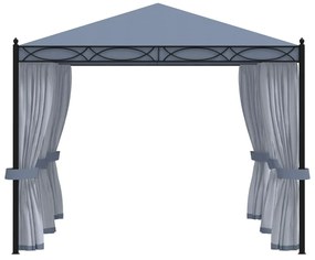 Gazebo com proteções em rede 3x4 m aço antracite