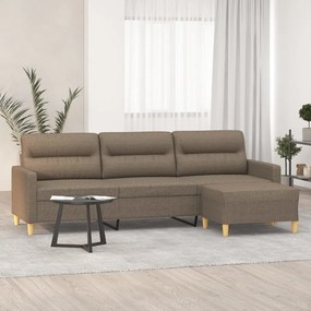 vidaXL Sofá de 3 lugares + apoio de pés 210cm tecido cinza-acastanhado