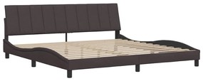 Estrutura de cama sem colchão 200x200 cm tecido castanho-escuro