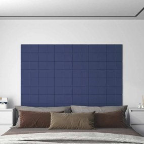 vidaXL Painel de parede 12 pcs 60x30 cm tecido 2,16 m² azul
