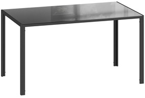 Mesa de Refeição de Vidro Mesa Retangular para 6 Pessoas com Pés de Metal  140x80x75 cm Preto