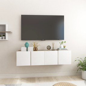 vidaXL Móveis de TV p/ parede 2 pcs 60x30x30 cm branco/carvalho sonoma