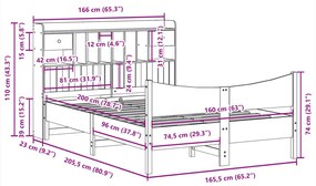 Cama sem colchão 160x200 cm madeira de pinho maciça branco