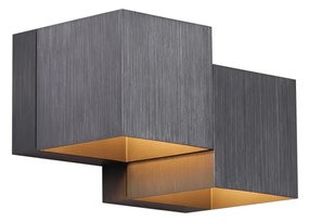 Candeeiro de Parede Moderno Cinzento Escuro 2 Luzes - Transfer Double