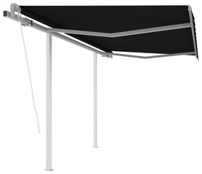 Toldo retrátil automático com postes 3,5x2,5 m antracite