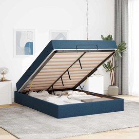 Estrutura da Cama Outros com armazenamento Azul 160 x 200 cm tecido