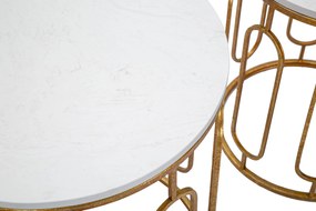 CONJUNTO DE 2 MESAS DE APOIO 46X55-39X48 CM DOURADO E BRANCO