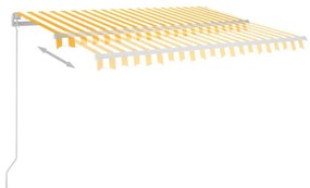 Toldo retrátil manual com LED 350x250 cm amarelo e branco