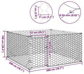 Canil exterior para cães com porta 2x2x1 m aço galvanizado