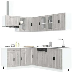 vidaXL 11 peças armário de cozinha conjunto Porto cinzento sonoma