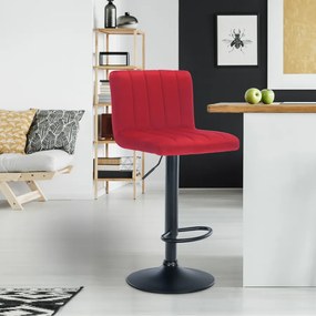 Banco de bar Jamie em veludo e com estrutura preta 41 x 87-107 x 49 cm Vermelho
