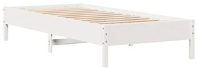 Cama com estante sem colchão 90x190 cm pinho maciço branco