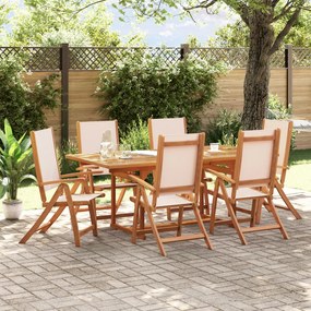 vidaXL 7 pcs conjunto de jantar para jardim acácia maciça e textilene