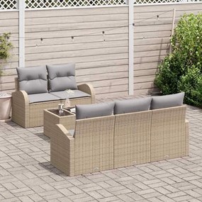 Conjunto de sofá de jardim com 6 peças e almofadas bege